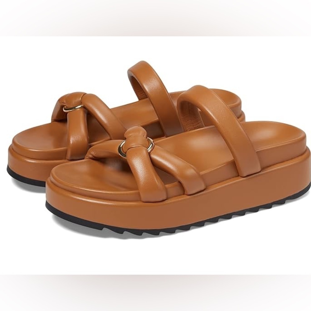 J Slides Tan Padded Platform Slide Sandals